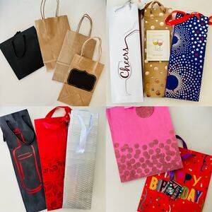 20 Assorted Gift Bag Presents Wrapping Metallic Black Red Pink Gold Kraft Paper